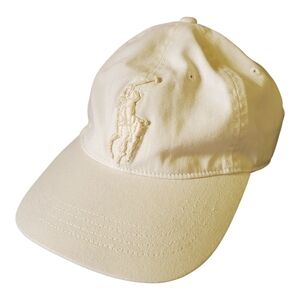 Polo Ralph Lauren Hat Cap Big Pony 3 Strapback CREAM Buckle Leather Strap NWT